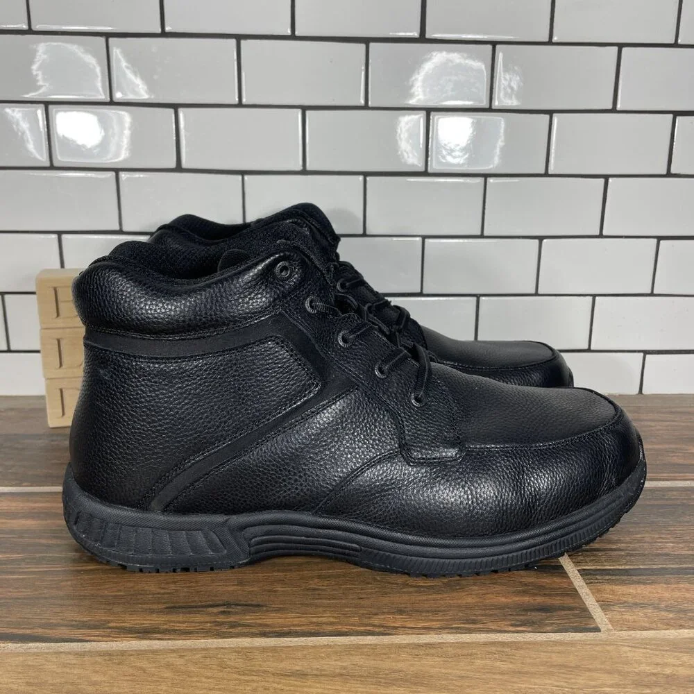Orthofeet Highline Mens Size 14 Wide 2E Shoes Black Leather Padded Lace Up Boots
